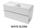 Meuble avec vasque Solid-Surface, finition bois ou couleurs, deux tiroirs à onglet, Largeur 100, 120 et 140 cm, P. 45 cm, Hauteur 56 cm, Stock disponible, LIVRAISON OFFERTE